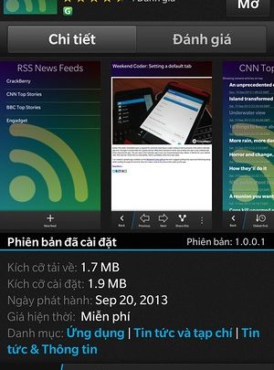 RSS News Feeds - Ứng dụng đọc tin nhanh trên BlackBerry 10