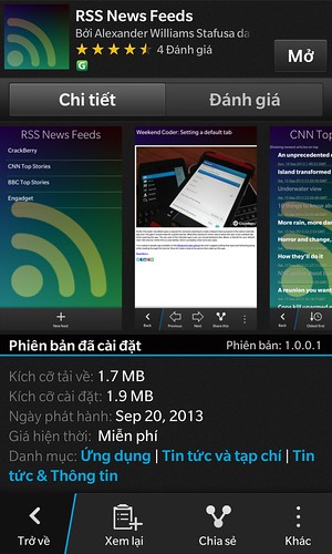 RSS News Feeds - Ứng dụng đọc tin nhanh trên BlackBerry 10