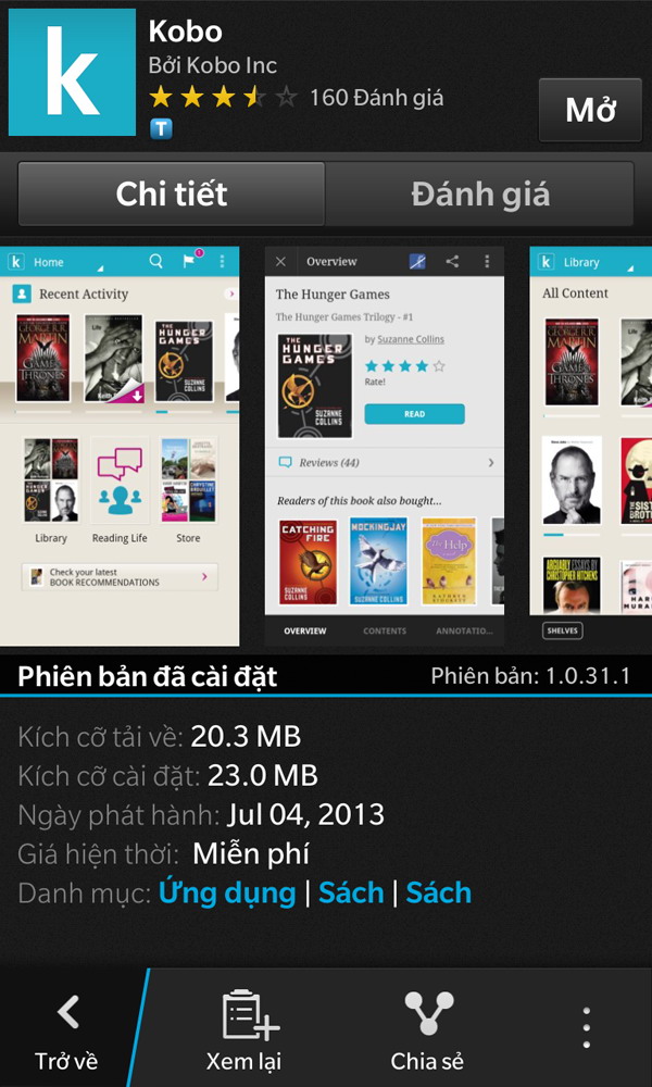 Thủ thuật HonVietBIZ | Kobo - ứng dụng đọc sách epub trên BlackBerry 10