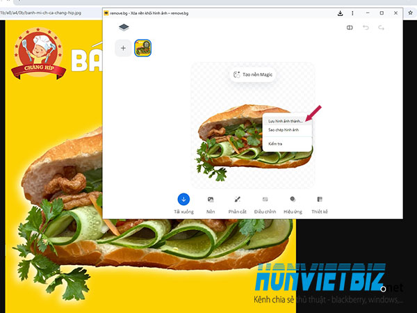 Thủ thuật download hình gốc trên trang web removebg